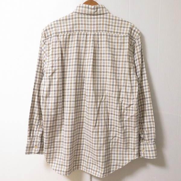 PAPAS（パパス） #anc パパスプラス Papas+ 長袖シャツ ネルシャツ M アイボリー 茶 グレー ボタンダウン チェック メンズ ...
