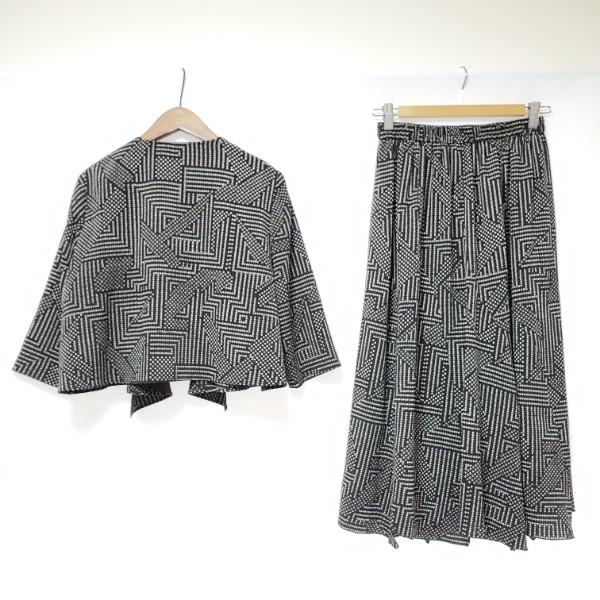 anc シセンドウ 詩仙堂 セットアップ 黒 ツーピース ちりめん 柄 七分