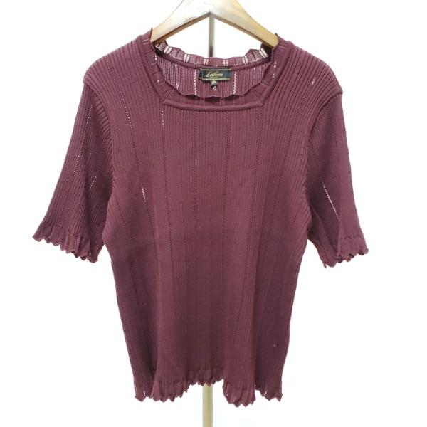 Leilian（レリアン） #wnc アンサンブル 13 ボルドー リブ 鍵編み