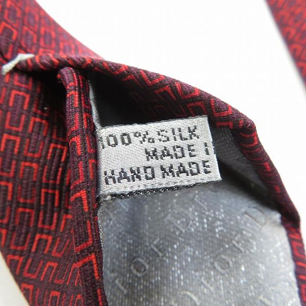 ae ディオール Dior ネクタイ 赤系 エンジ系 総柄 シルク イタリア製