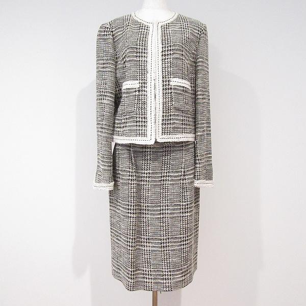 【美品】レリアン　セットアップ13号＋ Leilian（レリアン） #anc セットアップ ツーピース 13 アイボリー 黒