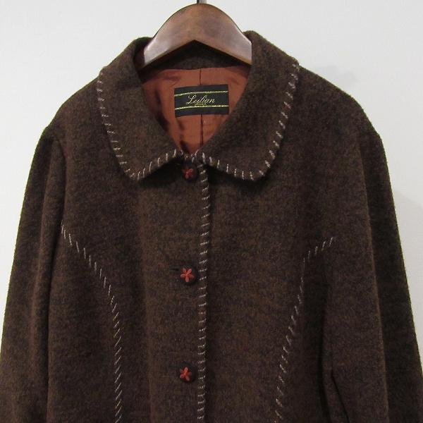 wnc レリアン Leilian コート ジャケット 17+ 茶 ステッチ ワッペン