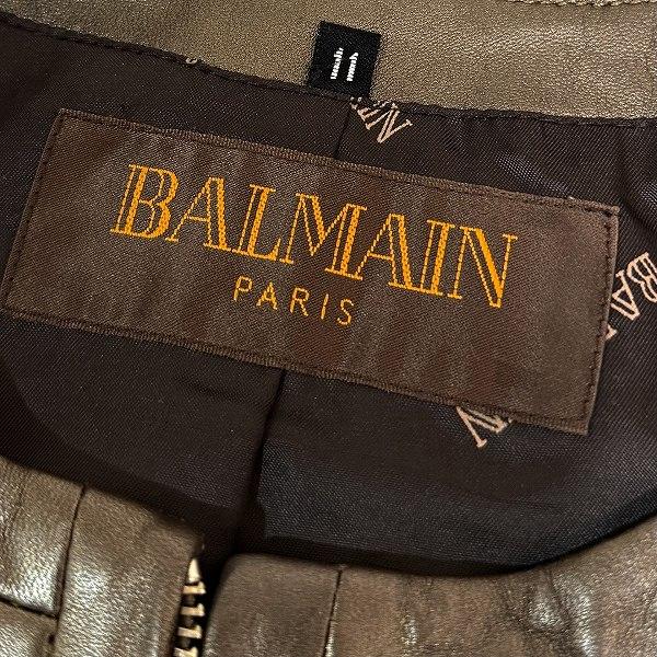 wnc バルマン BALMAIN ジャケット 11 ブロンズ レザー 羊革 光沢