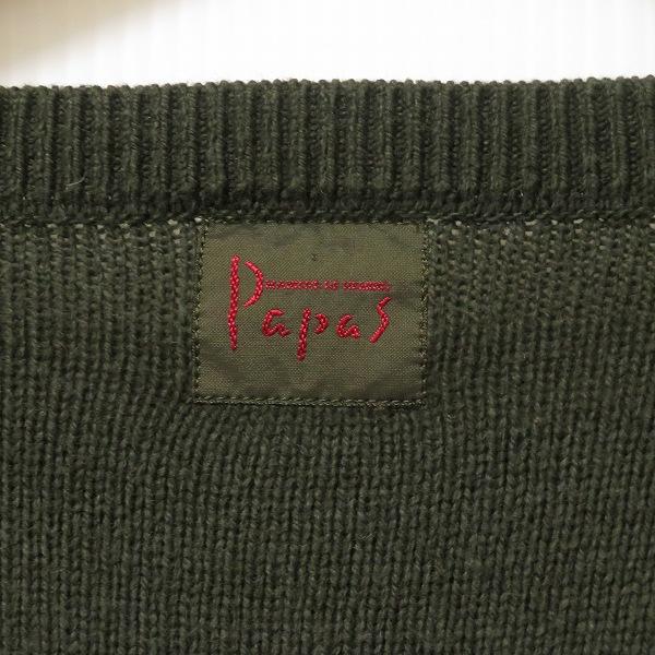 PAPAS（パパス） #wnc ニット セーター L カーキ系 シルク混 ロゴ