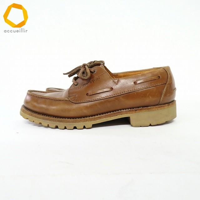 新品未使用J.M. WESTONジェイエムウェストンスエードGOLF茶5E木型付 axs ジェイエムウェストン J.M WESTON #690 デッキシューズ 5 1/25 D