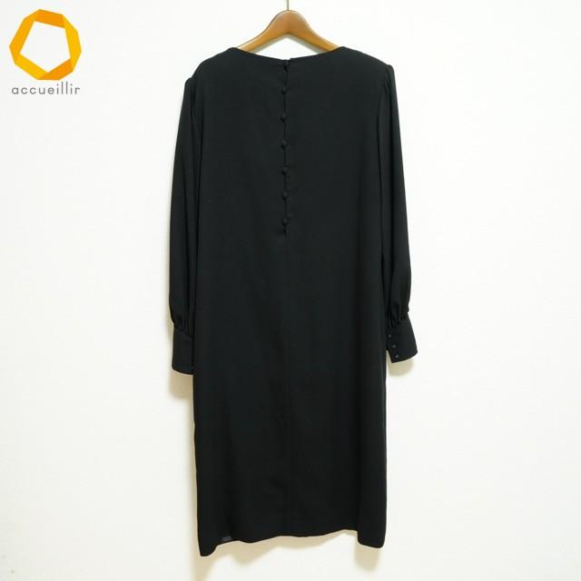 anc ハナエモリ HANAEMORI ワンピース 9A3 黒 フォーマル バックボタン 