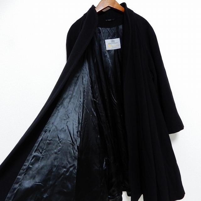 美品 英国製 アクアスキュータム カシミヤ100% ロングコート 黒 レディース wnc アクアスキュータム Aquascutum ロング コート カシミヤ混