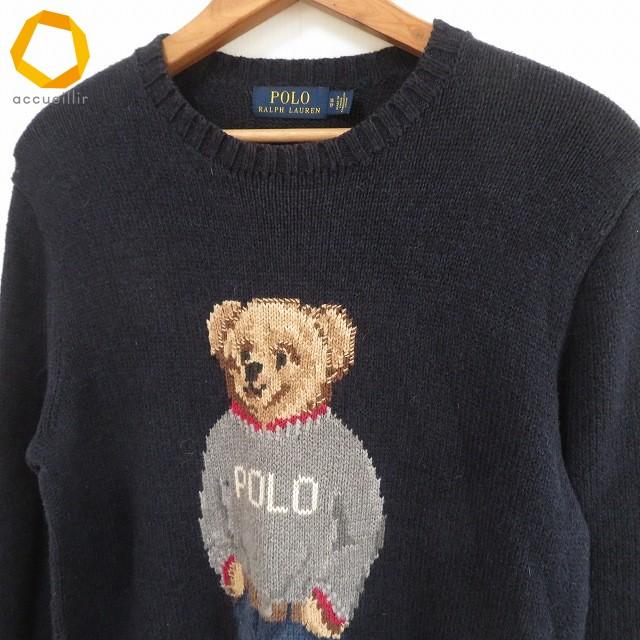 #anc ポロラルフローレン POLO RALPH LAUREN ニット セーター XS 紺 麻混 ポロベア クマ柄 刺繍 ロゴ メンズ [941035]_2