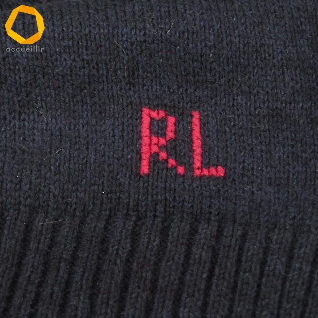 #anc ポロラルフローレン POLO RALPH LAUREN ニット セーター XS 紺 麻混 ポロベア クマ柄 刺繍 ロゴ メンズ [941035]_3