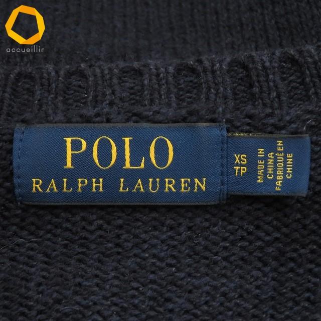 #anc ポロラルフローレン POLO RALPH LAUREN ニット セーター XS 紺 麻混 ポロベア クマ柄 刺繍 ロゴ メンズ [941035]_5