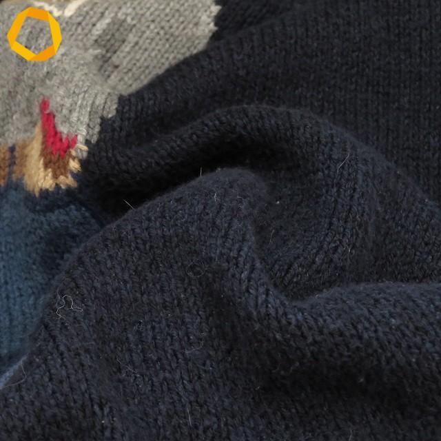 #anc ポロラルフローレン POLO RALPH LAUREN ニット セーター XS 紺 麻混 ポロベア クマ柄 刺繍 ロゴ メンズ [941035]_6