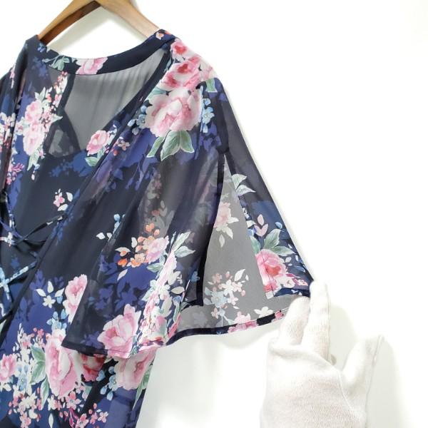 snc ローズティアラ Rose Tiara ワンピース 46 紺 ピンク 緑 花柄 半袖