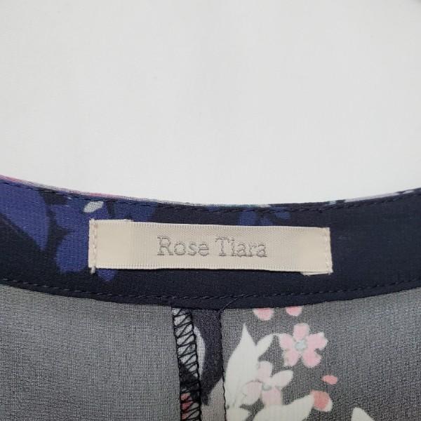 snc ローズティアラ Rose Tiara ワンピース 46 紺 ピンク 緑 花柄 半袖