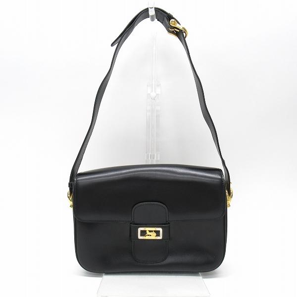 CELINE（セリーヌ） #anb ショルダーバッグ 馬車金具 黒 レザー 