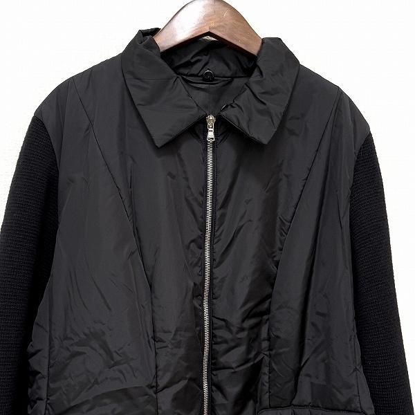 wnc レリアン Leilian コート 13+ 黒 ジップアップ 中綿 ニット 異素材