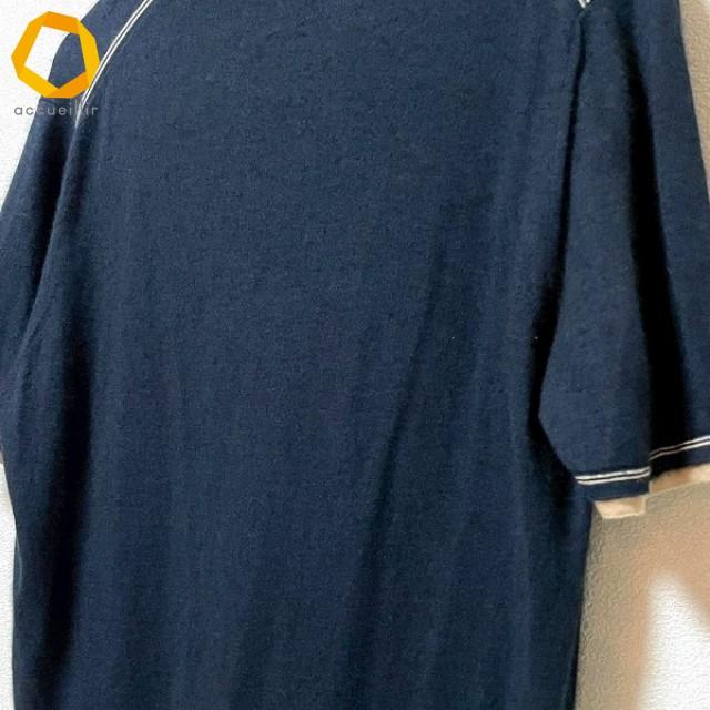 wpc エルメス HERMES ポロシャツ L 紺 ベージュ 半袖 ニット Vネック 
