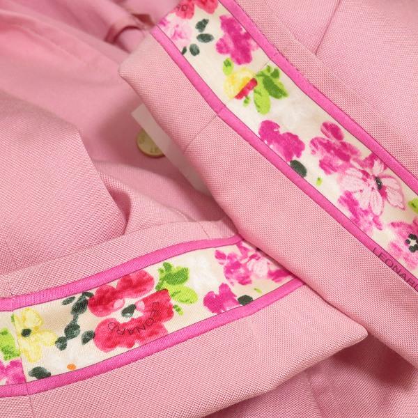 axc レオナール LEONARD コート 42 ピンク シルク 花柄 薄手 スナップ 
