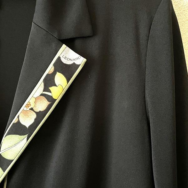 【新品】レオナール LEONARD コート 薄手 ジャケット 黒 花柄 匿名配送 anc レオナール LEONARD ジャケット L 黒 薄手 花 レディース