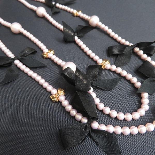 #ae TO BE CHIC トゥービーシック ロング ネックレス 3点 セット まとめ パール調 リボン ファー ハート パーティー 二次会 944877 k01 |  | 01