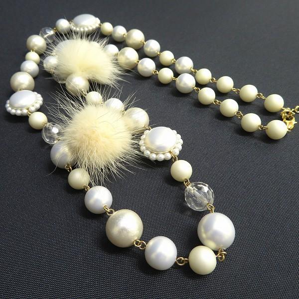 #ae TO BE CHIC トゥービーシック ロング ネックレス 3点 セット まとめ パール調 リボン ファー ハート パーティー 二次会 944877 k01 |  | 03