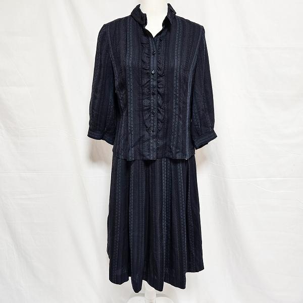 anc レリアン Leilian セットアップ 11 濃紺 七分袖 レース柄