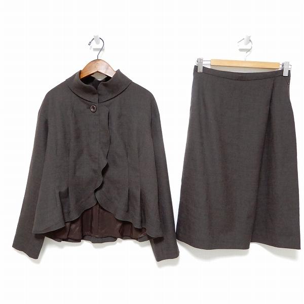 anc レリアン Leilian スカートスーツ ツーピース セットアップ 9 濃茶 