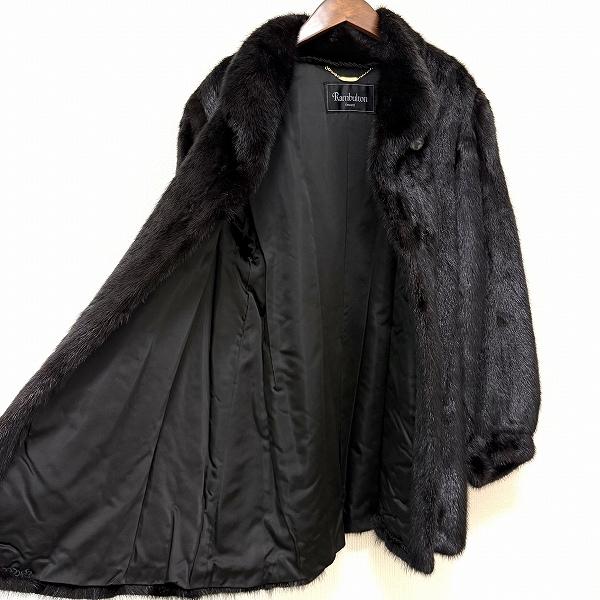 wnc ランブルトン オンワード Rambulton ONWARD コート L 黒系 毛皮