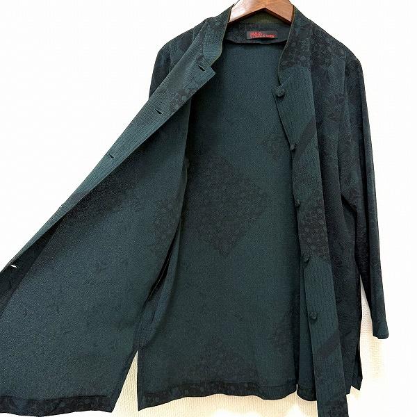 #anc ヒトシタムラ 詩仙堂 BY HITOSHI ジャケット 緑系 黒 ちりめん 柄 ロング スタンドカラー レディース [945080] |  | 03