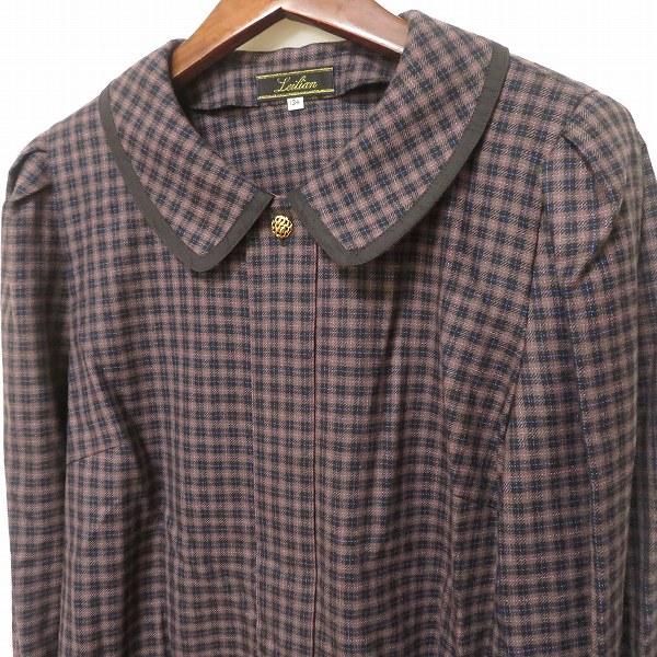 wnc レリアン Leilian セットアップ スカートスーツ 13+ 茶系 黒 青