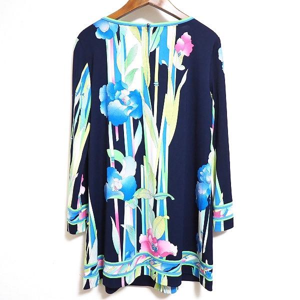 レオナール❤️チュニック❤️40❤️ポリエステル　ワンピース❤️ 紺 花柄 LEONARD - 極美品 レオナール LEONARD FASHION ワンピース