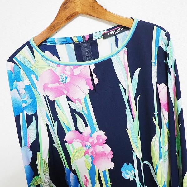 レオナール❤️チュニック❤️40❤️ポリエステル　ワンピース❤️ 紺 花柄 LEONARD - 極美品 レオナール LEONARD FASHION ワンピース