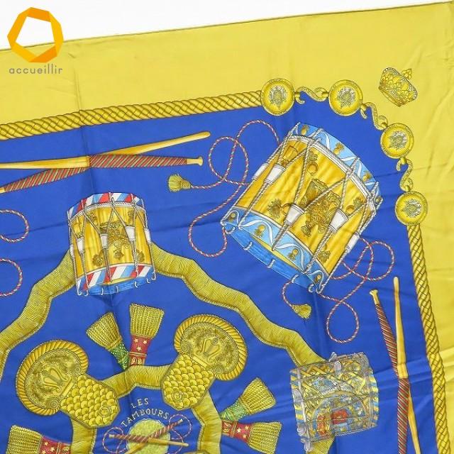 apzs エルメス HERMES スカーフ カレ90 LES TAMBOURS タンブールの太鼓