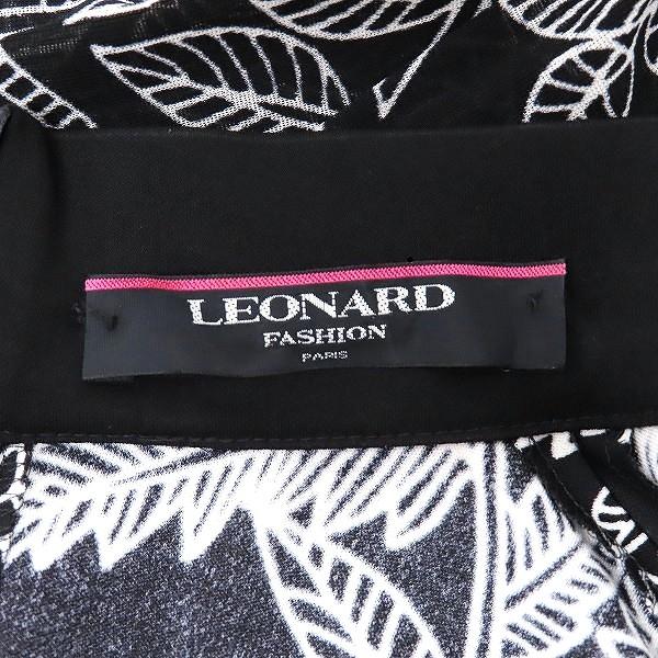 anc レオナール LEONARD ワンピース M 黒 白 ロング バックジップ 総柄