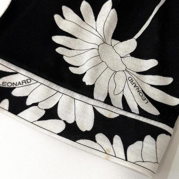 anc レオナール LEONARD ジャケット M 黒 白 花柄 薄手