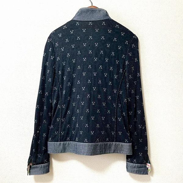 anc レオナール LEONARD カーディガン M 黒 グレー ニット ロゴ ラメ