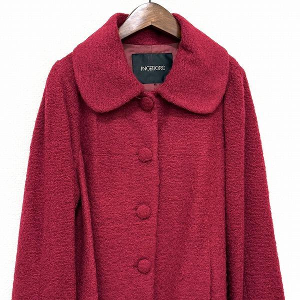 wnc インゲボルグ INGEBORG コート 赤系 モヘヤ混 ロング レディース