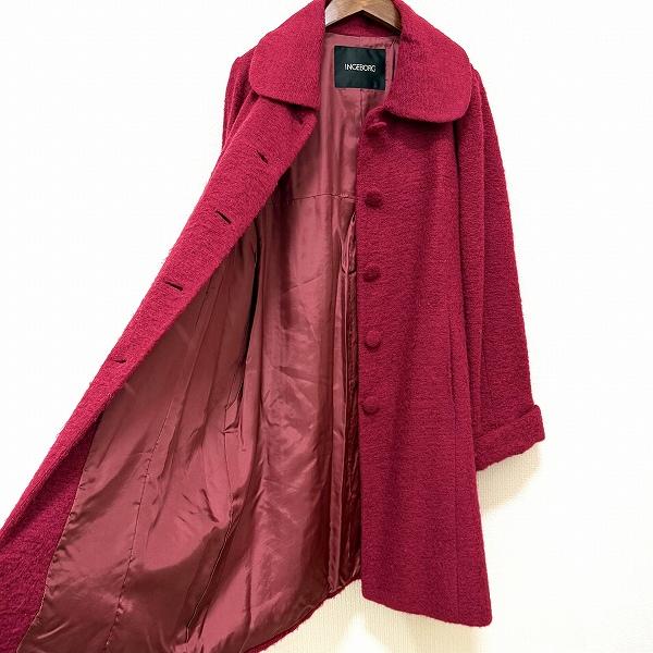 wnc インゲボルグ INGEBORG コート 赤系 モヘヤ混 ロング レディース