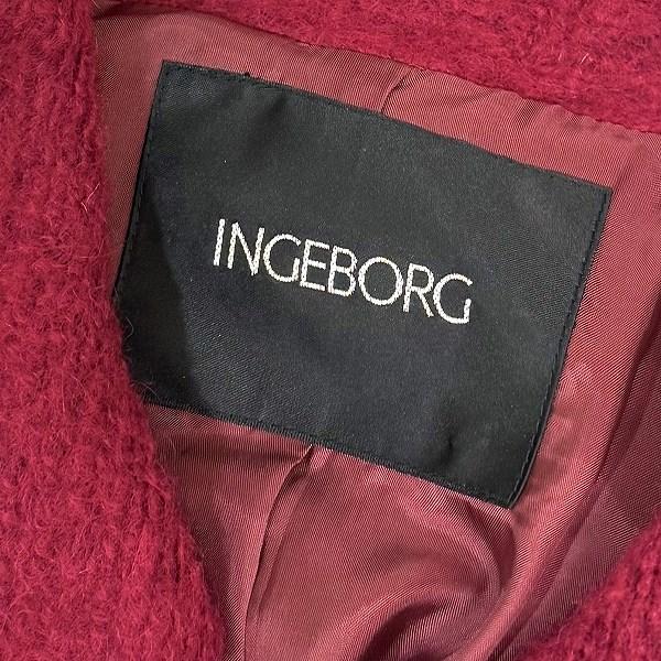 wnc インゲボルグ INGEBORG コート 赤系 モヘヤ混 ロング レディース