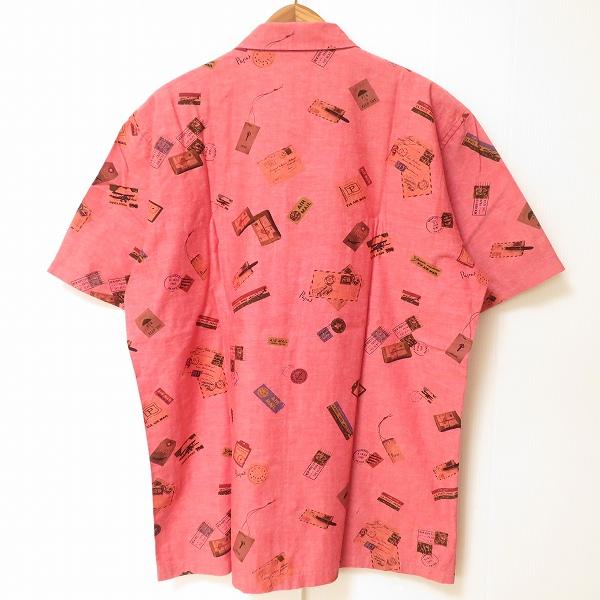 PAPAS（パパス） #snc 半袖シャツ M ピンク系 手紙柄 美品 メンズ