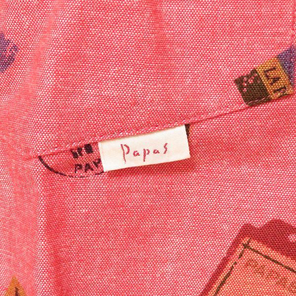 PAPAS（パパス） #snc 半袖シャツ M ピンク系 手紙柄 美品 メンズ