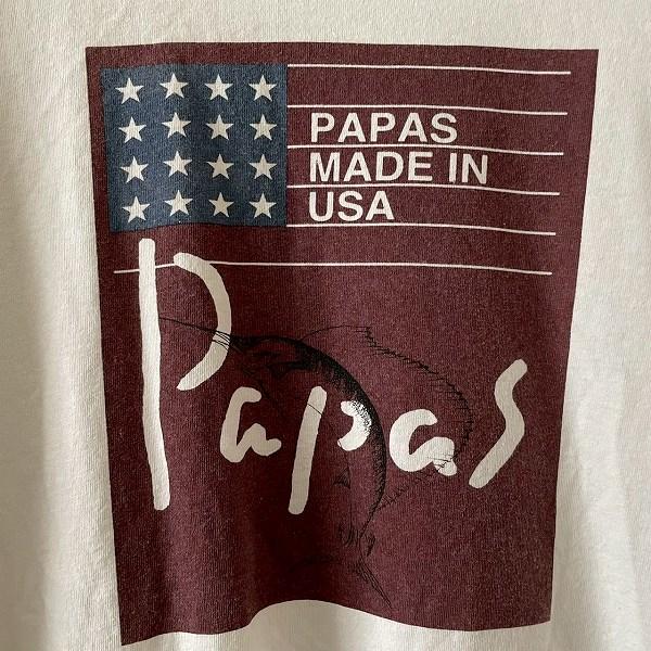 PAPAS（パパス） #snc カットソー M 白 Tシャツ 半袖 プリント ロゴ 魚
