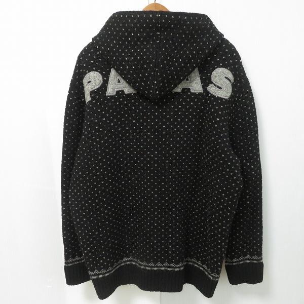 wnc パパス Papas ブルゾン ニット セーター L 黒 グレー ジップアップ 
