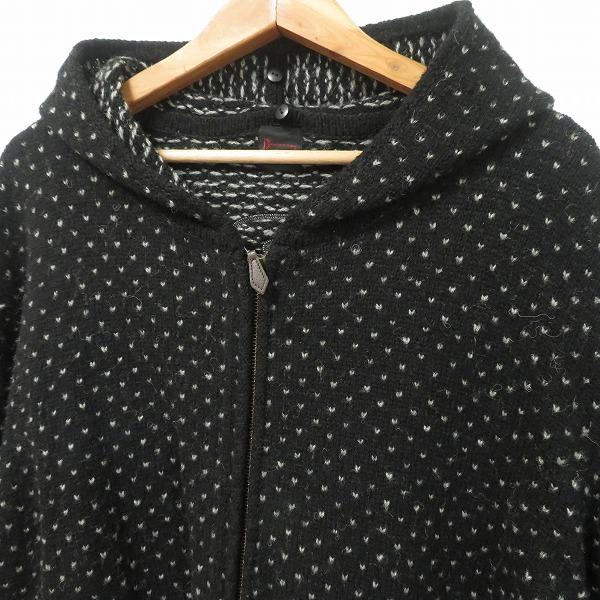 wnc パパス Papas ブルゾン ニット セーター L 黒 グレー ジップアップ 