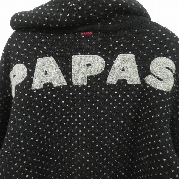 wnc パパス Papas ブルゾン ニット セーター L 黒 グレー ジップアップ 