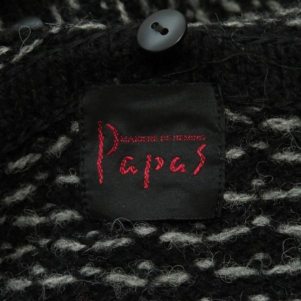 wnc パパス Papas ブルゾン ニット セーター L 黒 グレー ジップアップ 