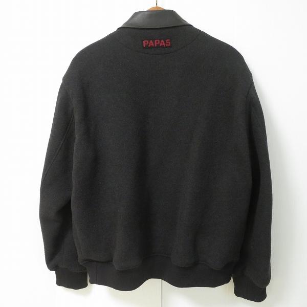 wnc パパス Papas ブルゾン スタジャン M チャコールグレー レザー使い