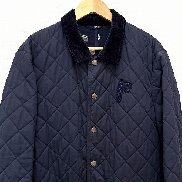 wnc パパス Papas ジャケット M 紺 キルティング 中綿 柄 カシミヤ混 