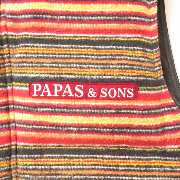 wnc パパス Papas ダウンベスト ベスト ジレ L 黄 赤 白 ボーダー