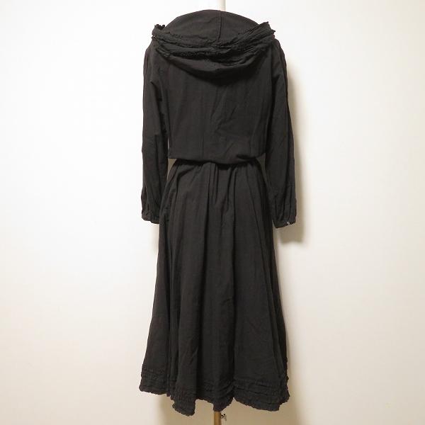 極美品 カネコイサオ ピンタック ピコフリル ドット ティアード ワンピース 黒 anc カネコイサオ KANEKO ISAO ワンピース 黒系 ピコフリル フード付き