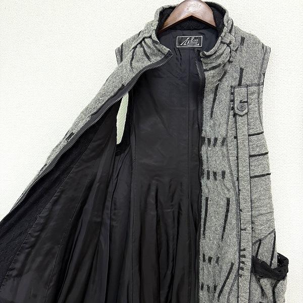 #wnc エイココンドウ EIKO KONDO セットアップ 42 グレー 黒 ツーピース ノーカラー ジップアップ 柄 大きいサイズ レディース [948246]_3